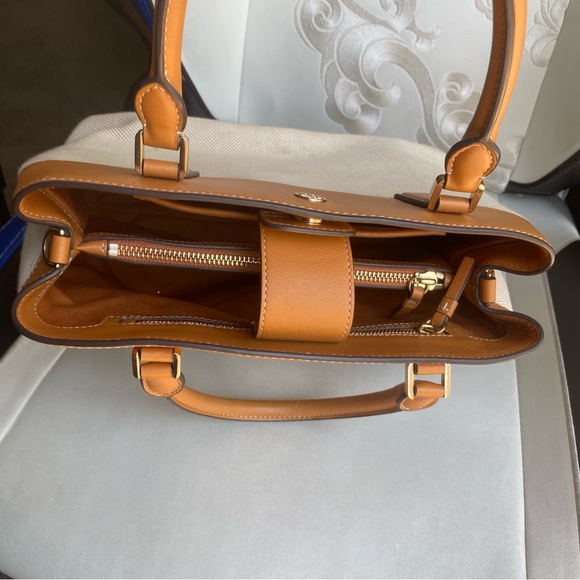 Tory Burch Tan & Brown Leather Canvas Bag - Picture 11 of 14